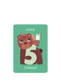 Art File bear and eagle 5th birthday card, imported from the UK