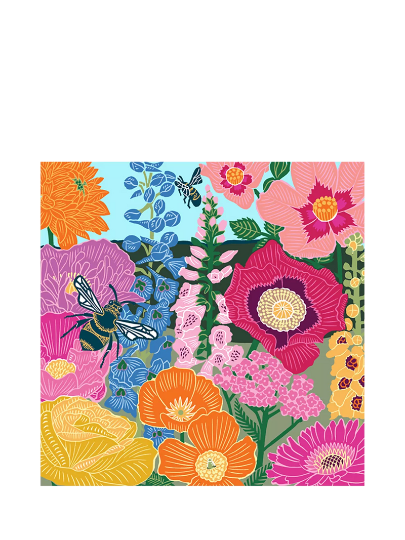 Art File Bees & Hollyhocks blank greeting card, UK version