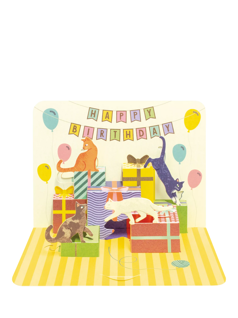 Art File pop up card with cats and presents - British product