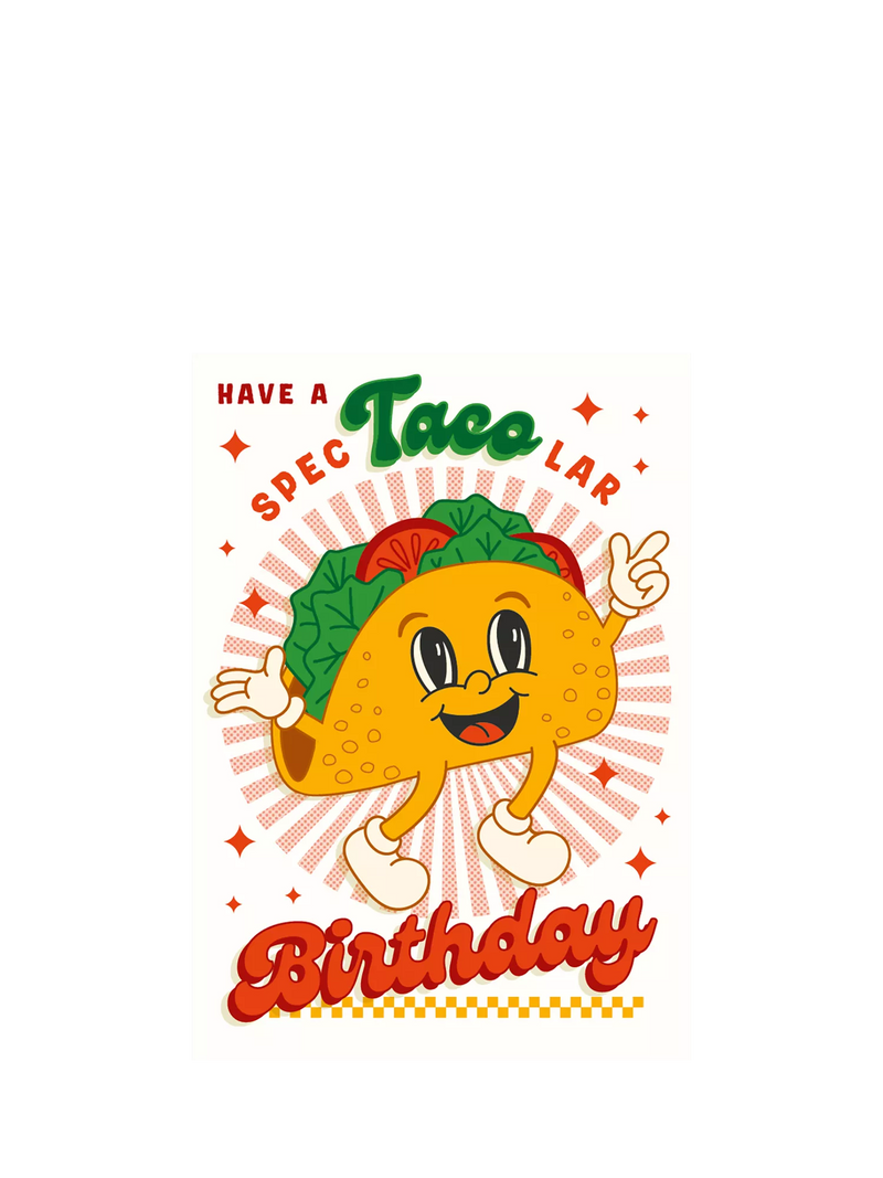 Art File Taco Face birthday card (British brand)