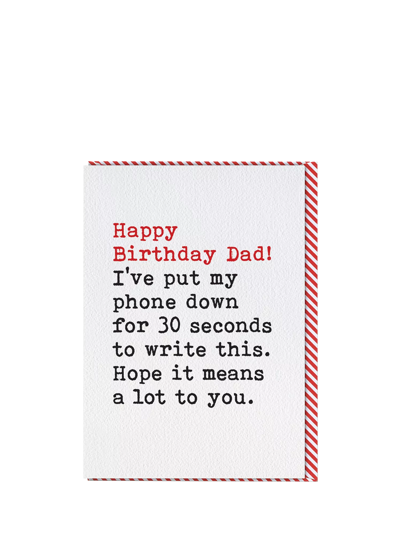 Brainbox Candy Dad birthday card Phone Down design, imported from the UK