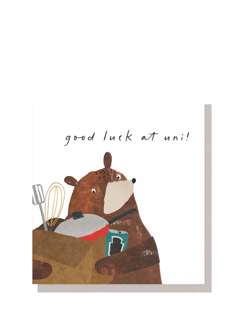 Caroline Gardner bear with beans greeting card, imported from the UK