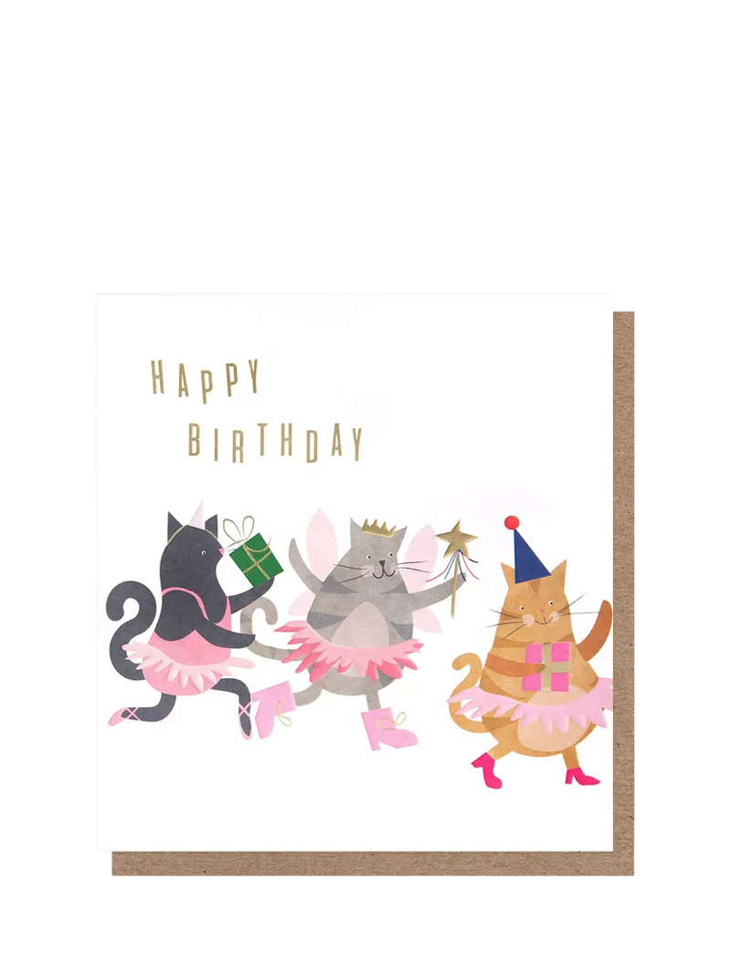 Caroline Gardner fairy ballerina cats birthday card, imported from the UK