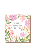 Caroline Gardner floral birthday card with brown envelope - British product