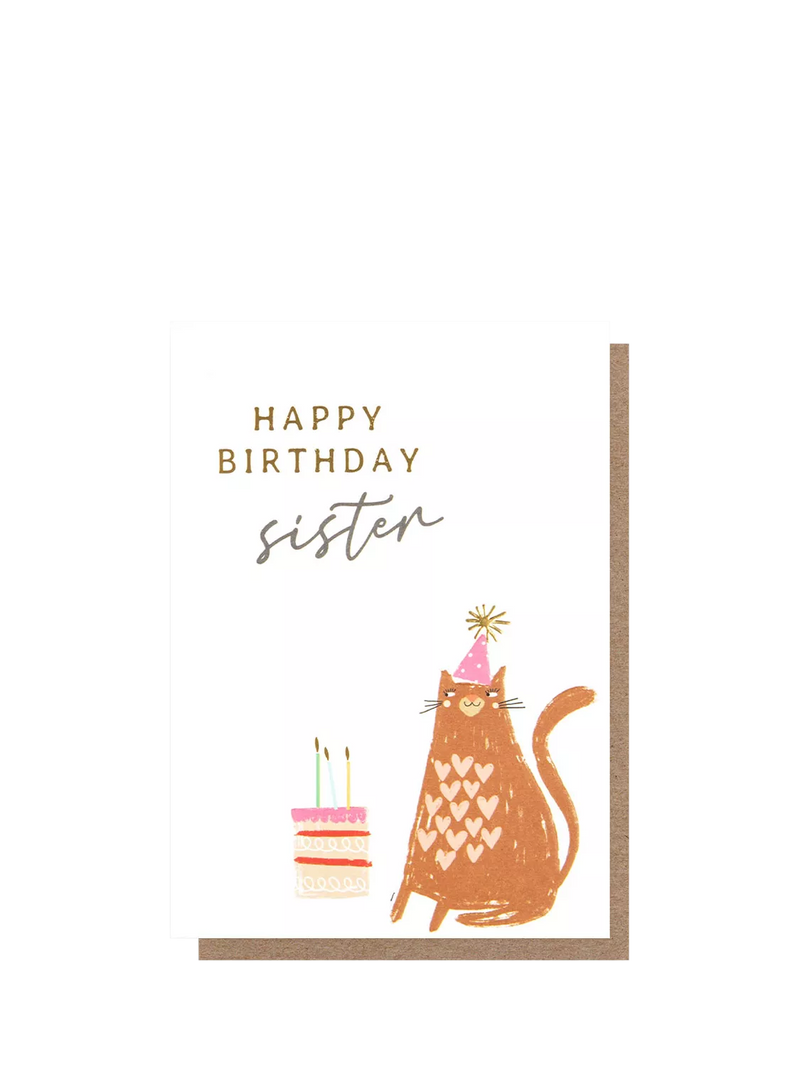 Caroline Gardner cat with cake sister birthday card - British product