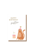 Caroline Gardner cat with cake sister birthday card - British product