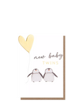 Caroline Gardner new baby card with twin penguins - British brand