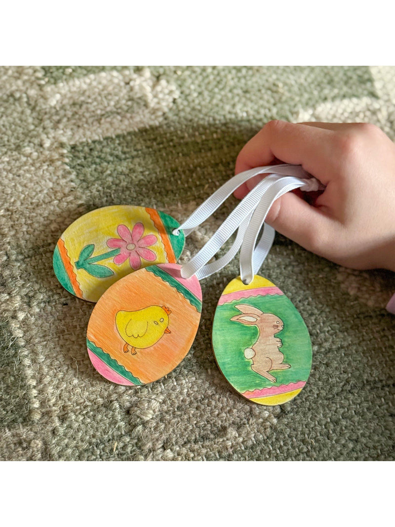 Cotton Twist wooden egg Easter decorations kit, imported from the UK