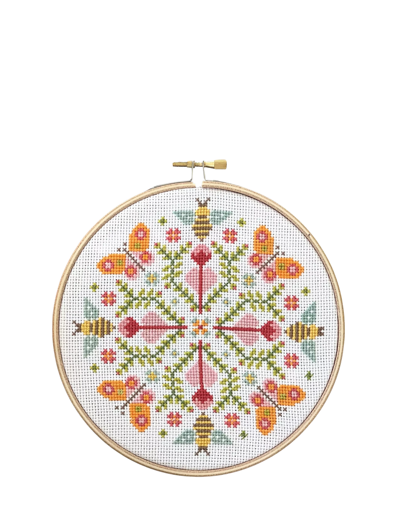Historical Sampler Company butterfly mandala cross stitch kit - British product