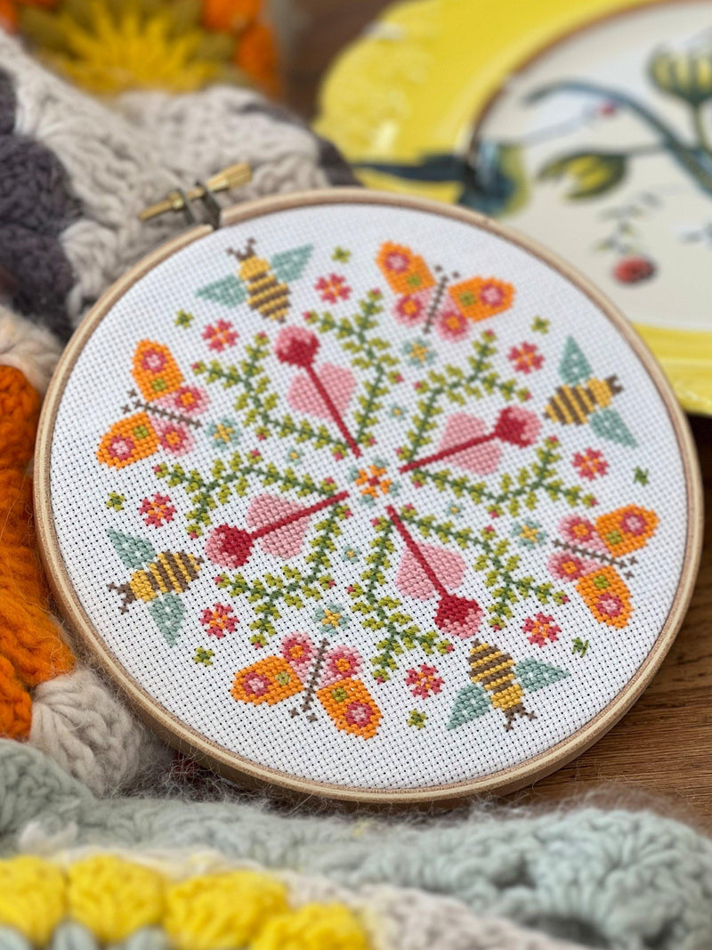 Historical Sampler Company butterfly mandala cross stitch kit - British product