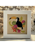 Historical Sampler Company tropical toucan cross stitch kit, imported from the UK