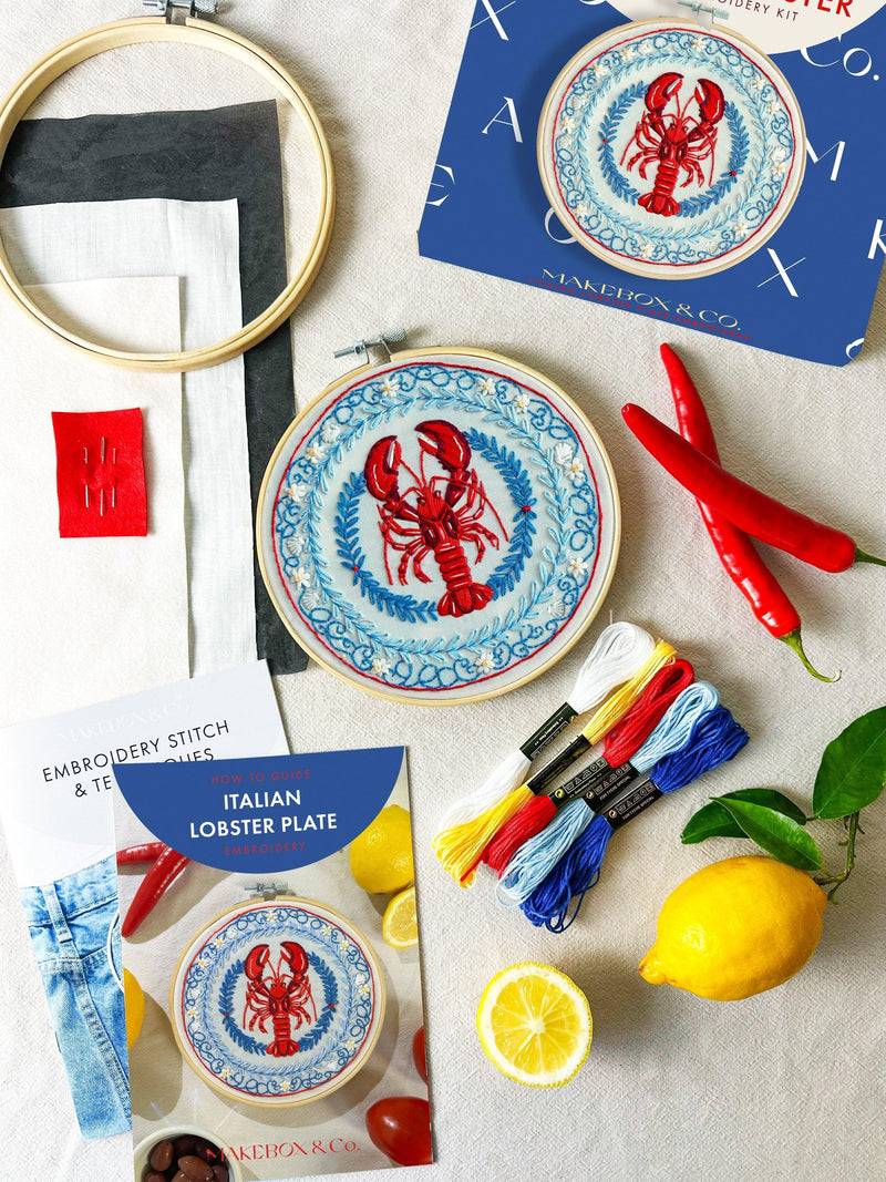 MakeBox & Co Lobster Plate Embroidery Kit, UK version
