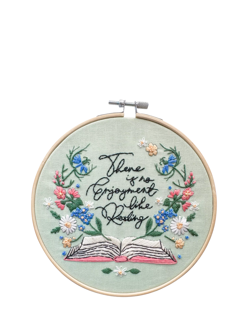 MakeBox & Co Enjoyment of Reading embroidery kit, UK version