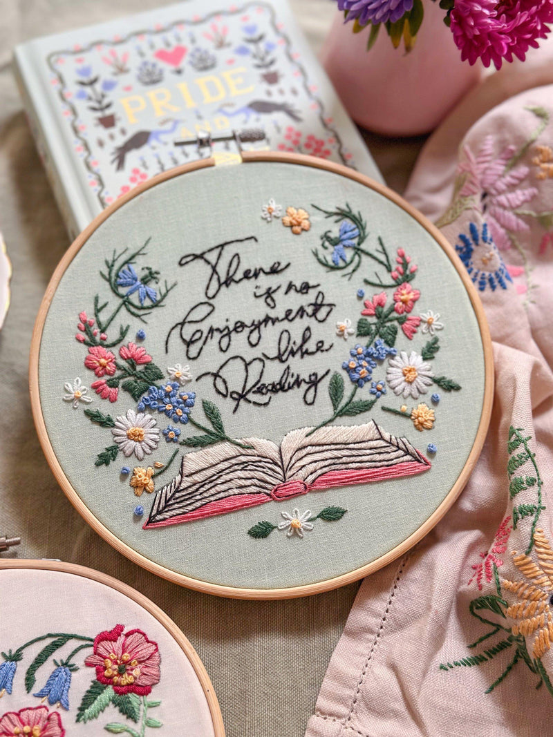 MakeBox & Co Enjoyment of Reading embroidery kit, UK version
