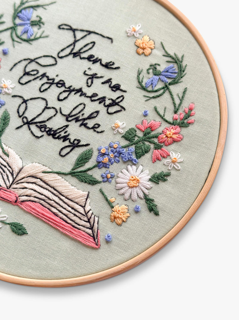 MakeBox & Co Enjoyment of Reading embroidery kit, UK version