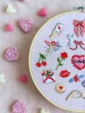 MakeBox & Co Love Tokens embroidery kit 8-inch, imported from the UK
