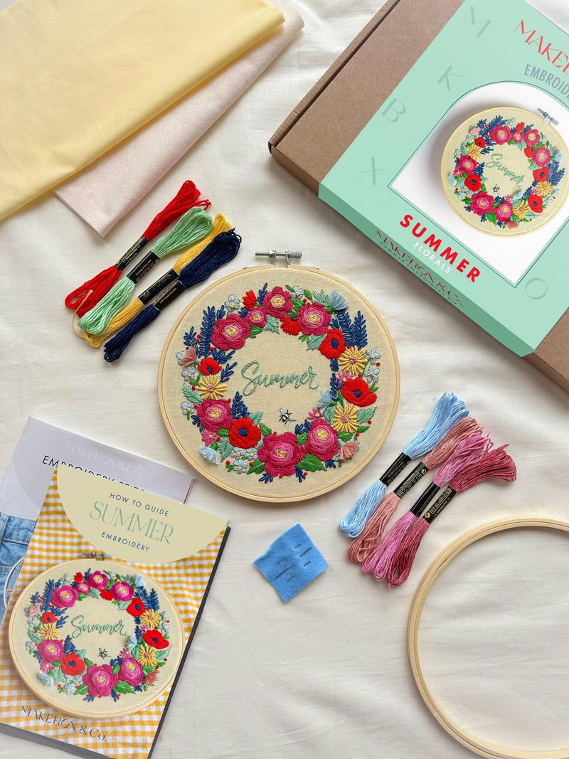 MakeBox & Co Summer Flowers embroidery kit 20cm, UK version