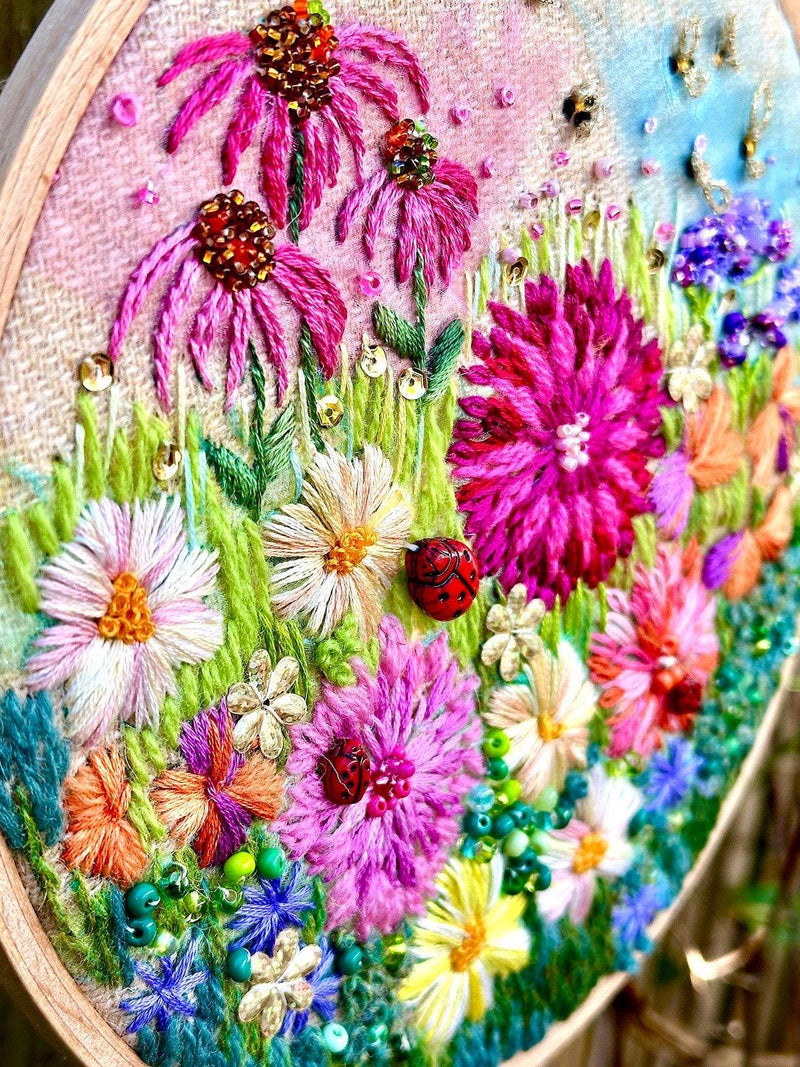Rowandean Garden Party embroidery kit with beads and sequins (British brand)