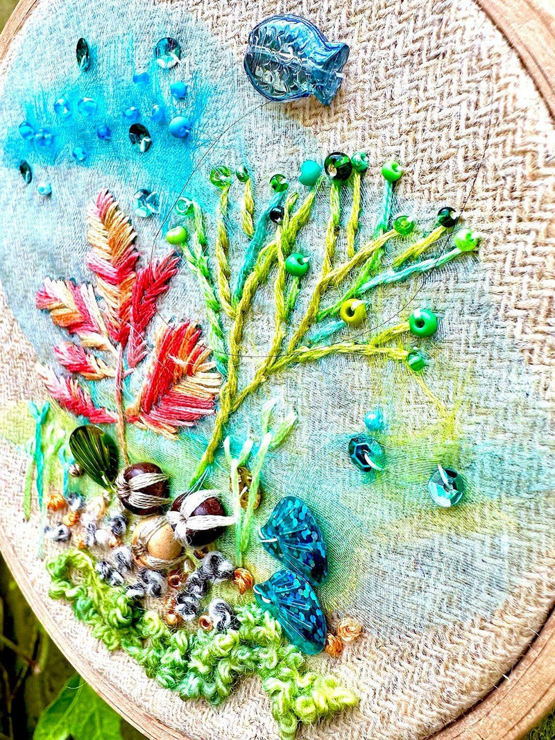 Rowandean seaweed embroidery kit 24cm - British product
