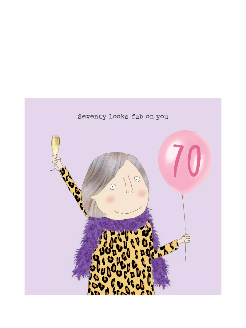 Rosie Made A Thing 70th birthday card, blank inside, imported from the UK