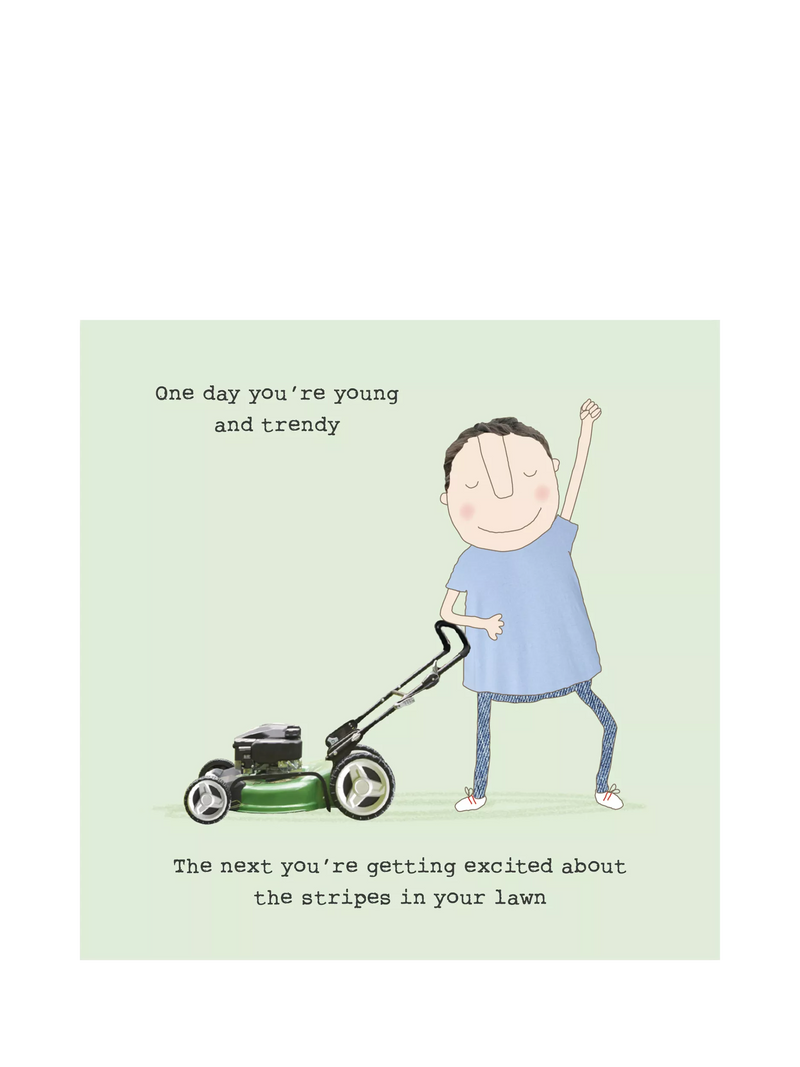 Rosie Made A Thing Lawn Stripes blank greeting card, imported from the UK