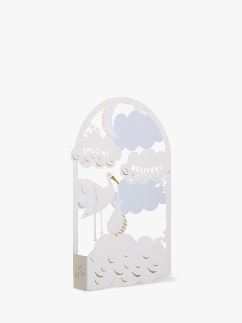 Hallmark 3D pop-up new baby card with stork design (British brand)