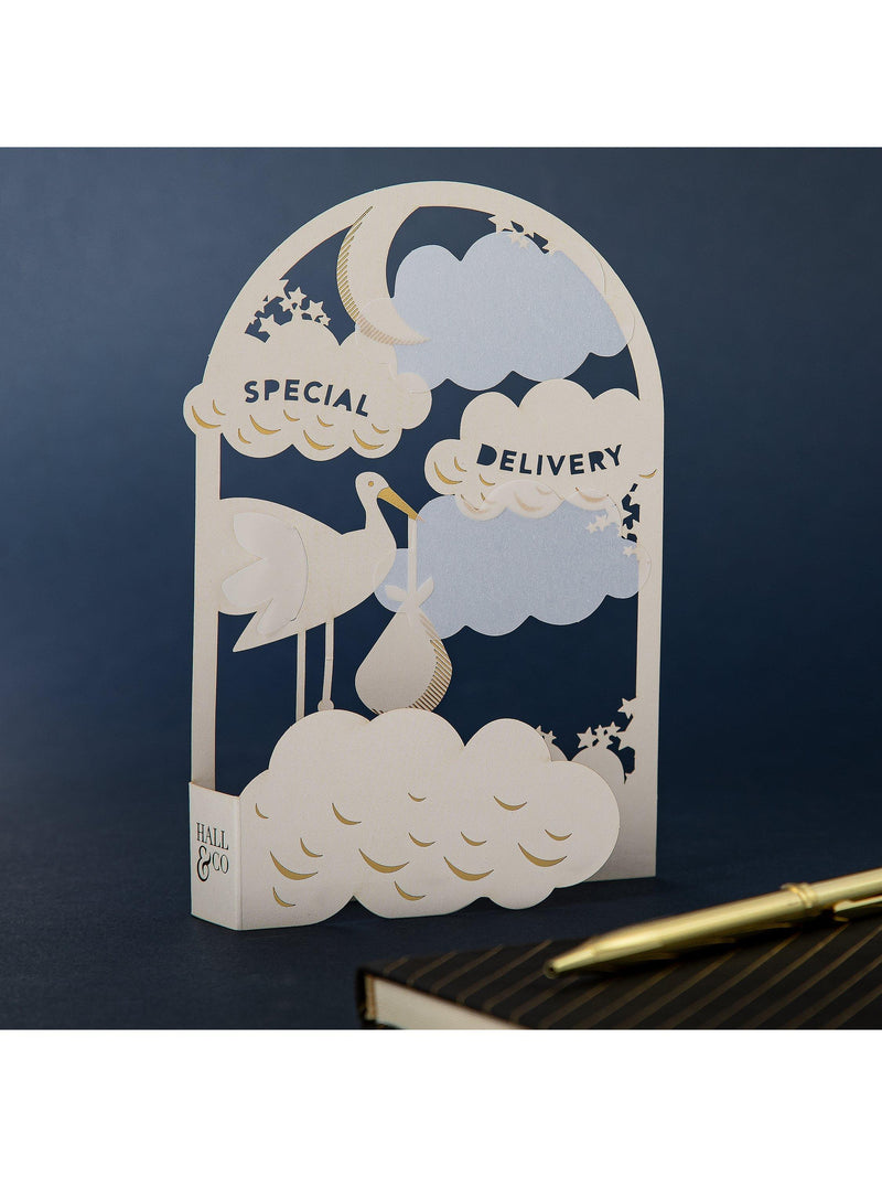 Hallmark 3D pop-up new baby card with stork design (British brand)