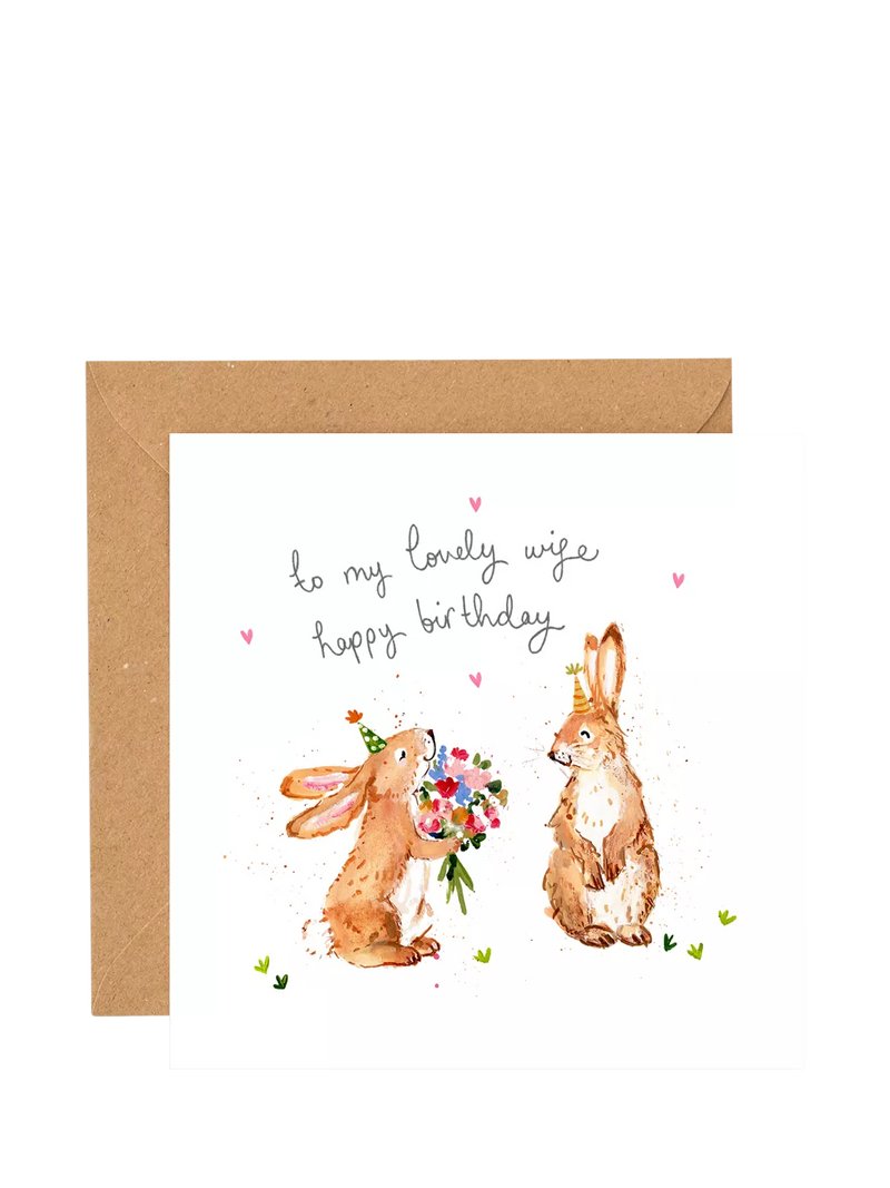 Louise Mulgrew Designs bunnies birthday card - British product