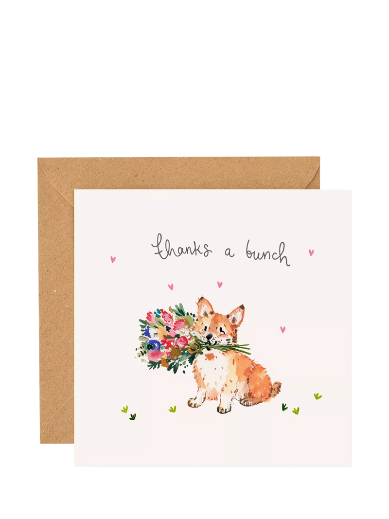 Louise Mulgrew corgi thank you card blank inside - British product