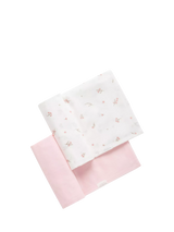 John Lewis Purebaby Baby Essentials Cotton Muslin Wrap Set Pale Pink Blossom Pack of 2- Buy online at McGrocer