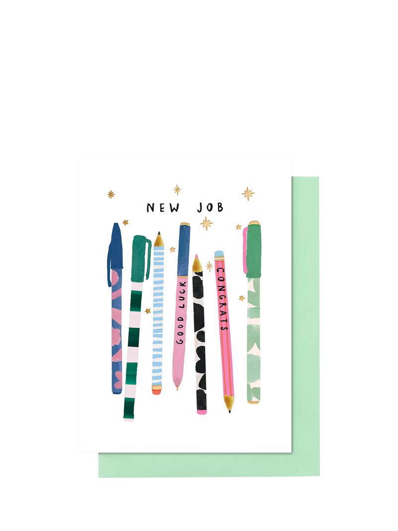 Stop the Clock Design new job card blank inside green envelope, UK version
