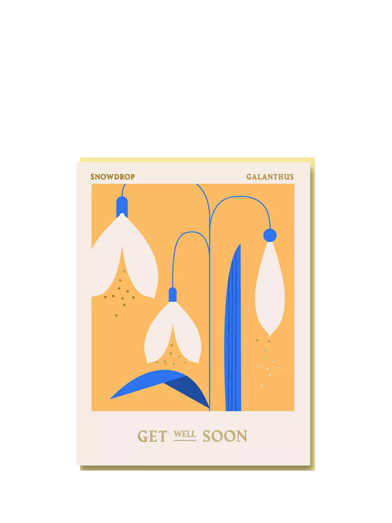 Nineteen Seventy Three snowdrop get well card (British brand)