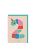 Ohh Deer rainbow worm 2nd birthday card H152xW108mm - British product