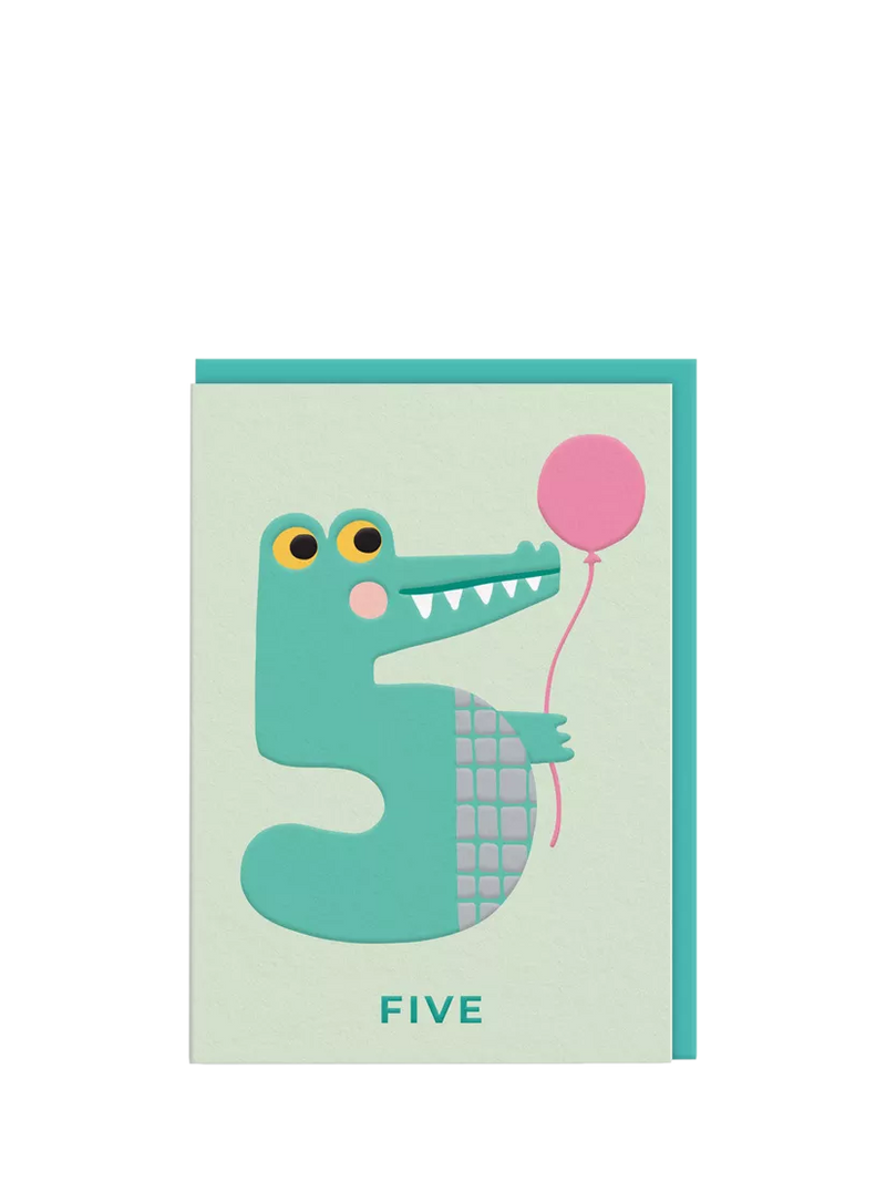 Ohh Deer 5th birthday card with blue envelope - British product