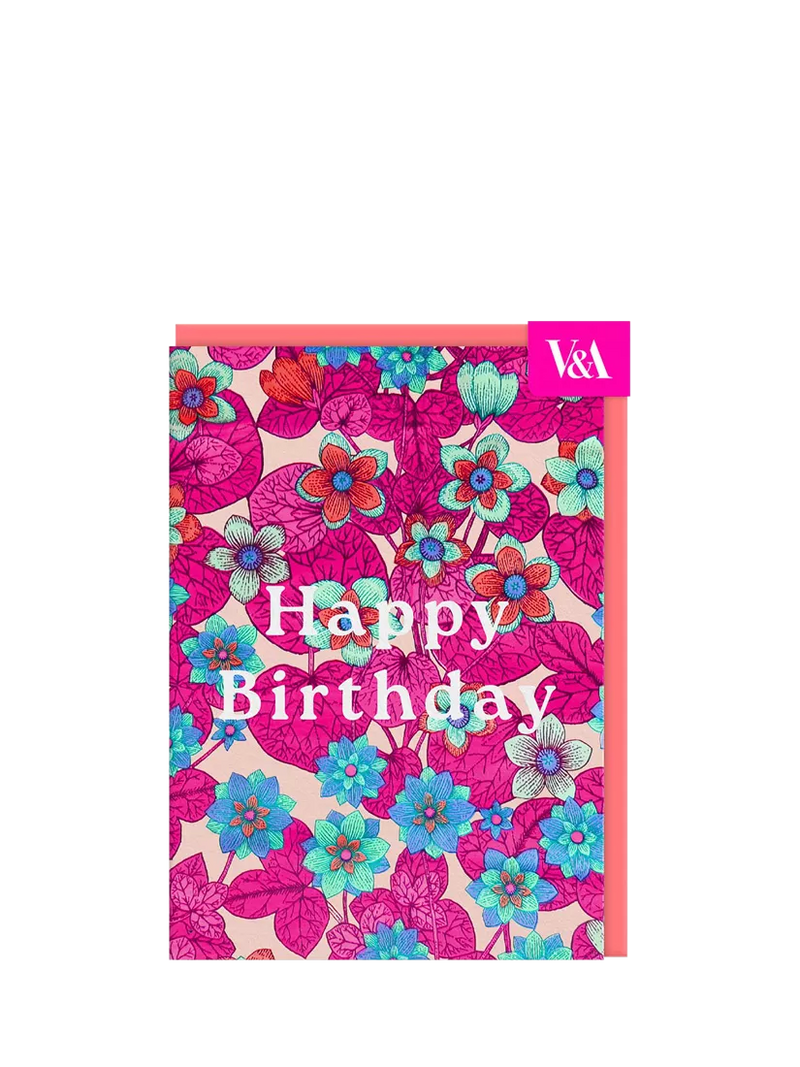 Ohh Deer neon floral birthday card (British brand)