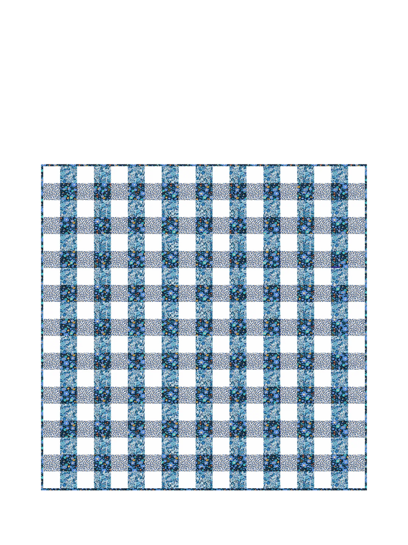 Alice Caroline blue gingham patchwork quilt kit 147x147cm - British product