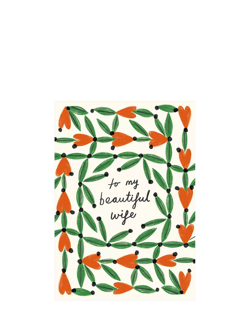 Kitty Kenda hearts and leaves birthday card, imported from the UK