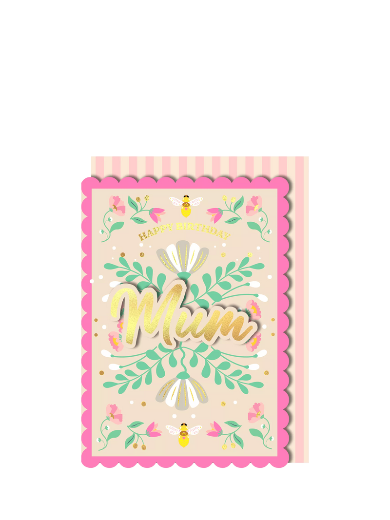 Tache Crafts flowers mum birthday card with envelope - British product