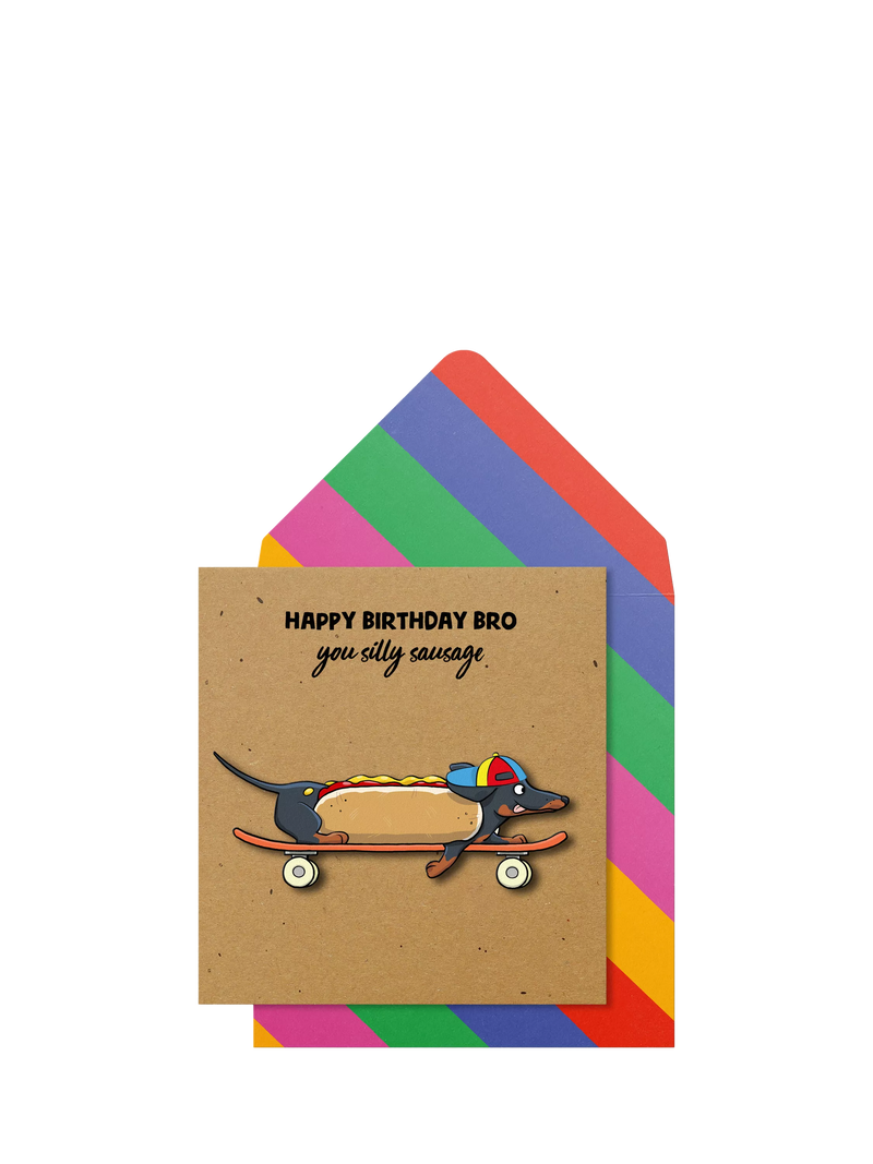 Tache Crafts Silly Sausage hot dog birthday card, imported from the UK