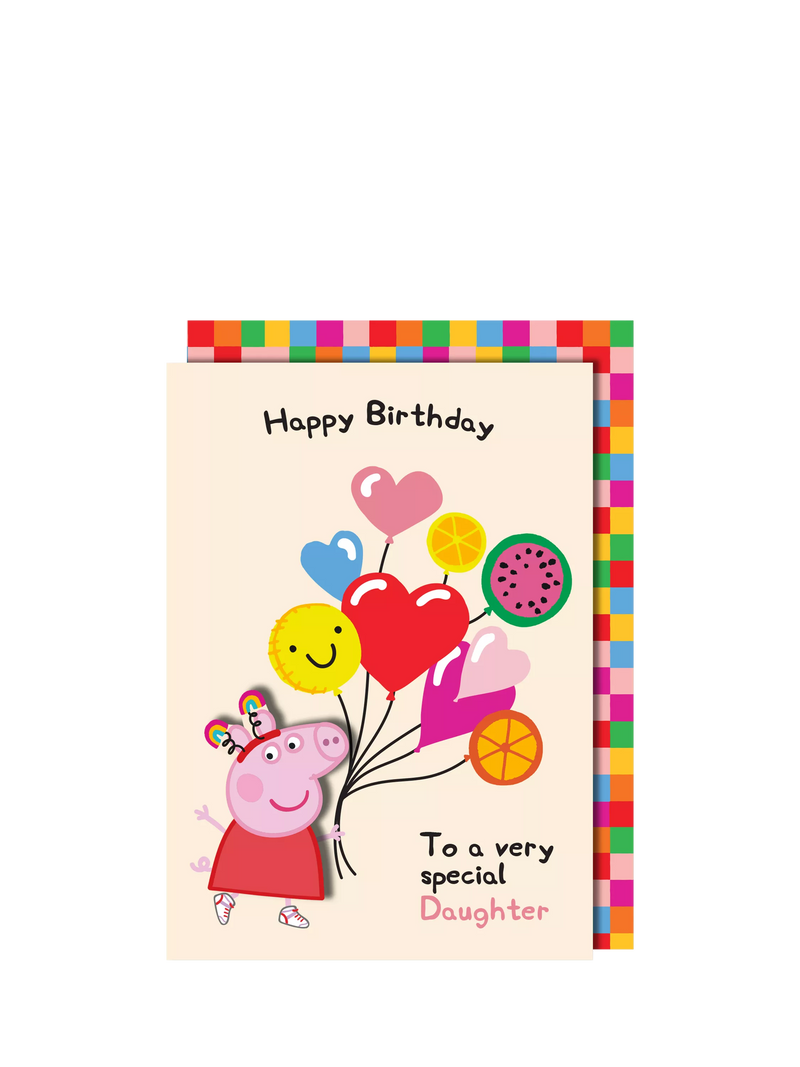 Tache Crafts Peppa Pig with balloons daughter birthday card - British product