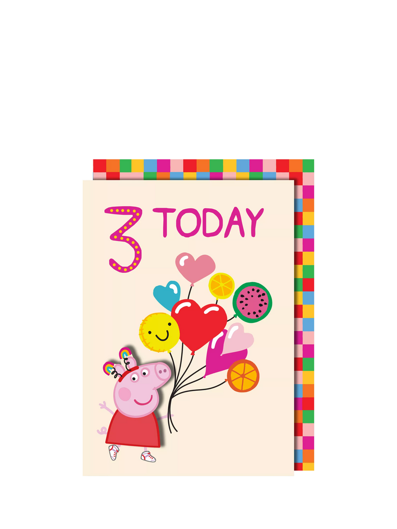 Tache Crafts Peppa Pig 3rd birthday card, imported from the UK