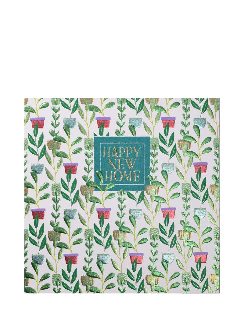 Wendy Jones Blackett Pot Plants new home card with foil, UK version
