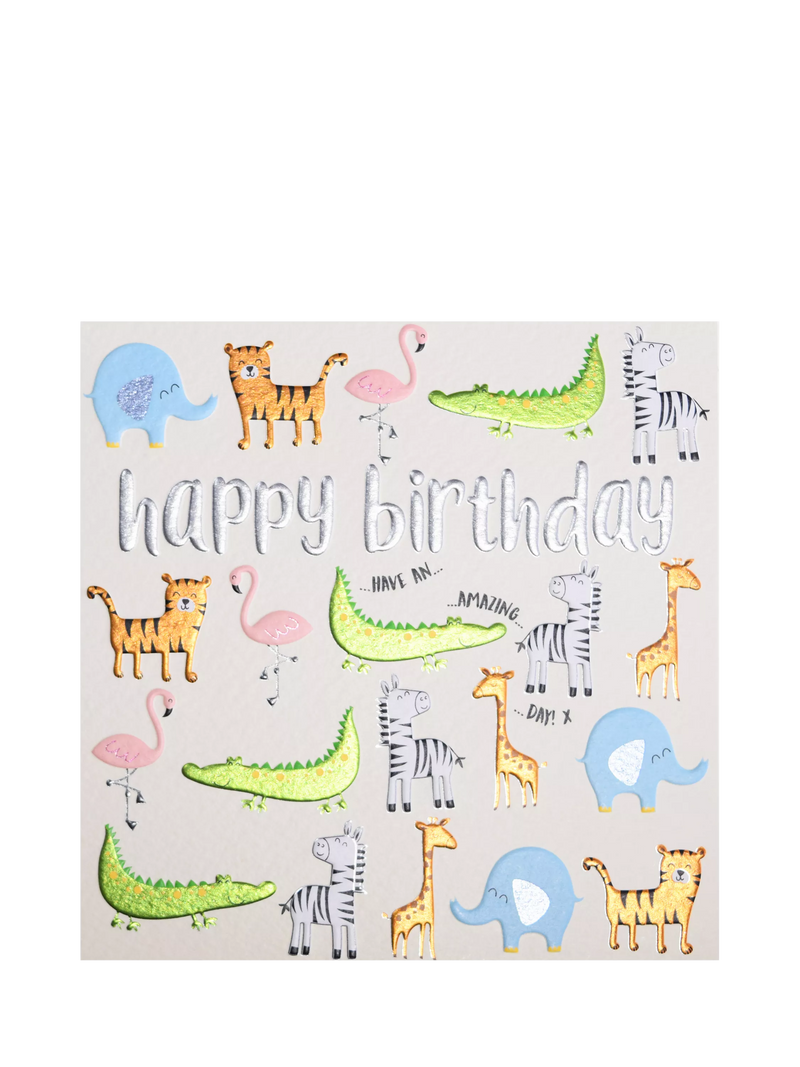 Wendy Jones Blackett safari animals birthday card, imported from the UK