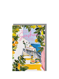 Lola Design Mediterranean Scene birthday card with grey envelope - British product