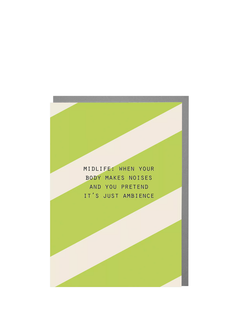 Lola Design midlife noises birthday card imported from the UK