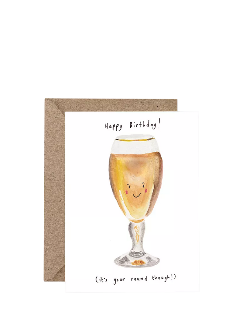 Western Sketch beer-themed birthday card, UK version