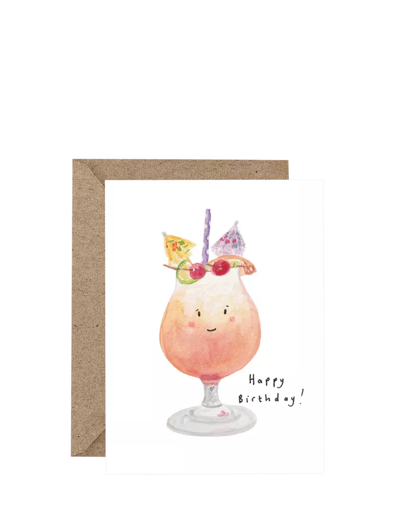 Western Sketch smiling cocktail birthday card - British product