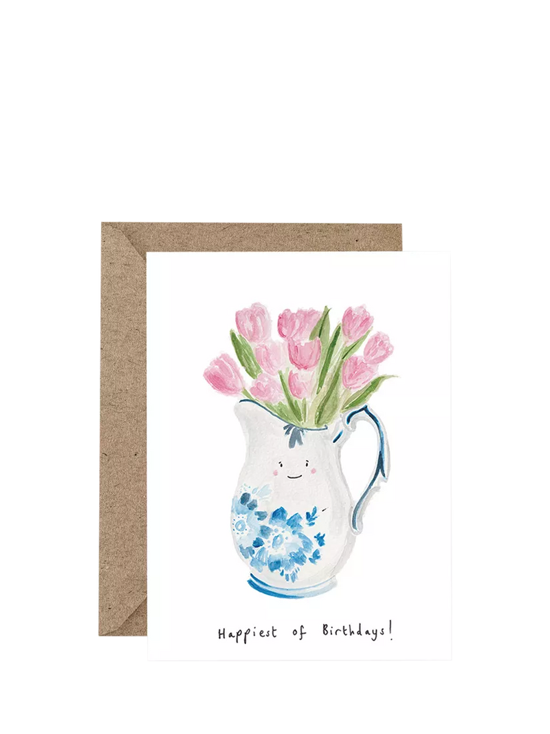 Western Sketch Tulips birthday card with envelope, UK version