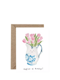 Western Sketch Tulips birthday card with envelope, UK version