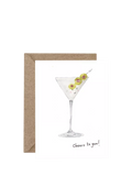 Western Sketch Martini Cheers congratulations card, UK version